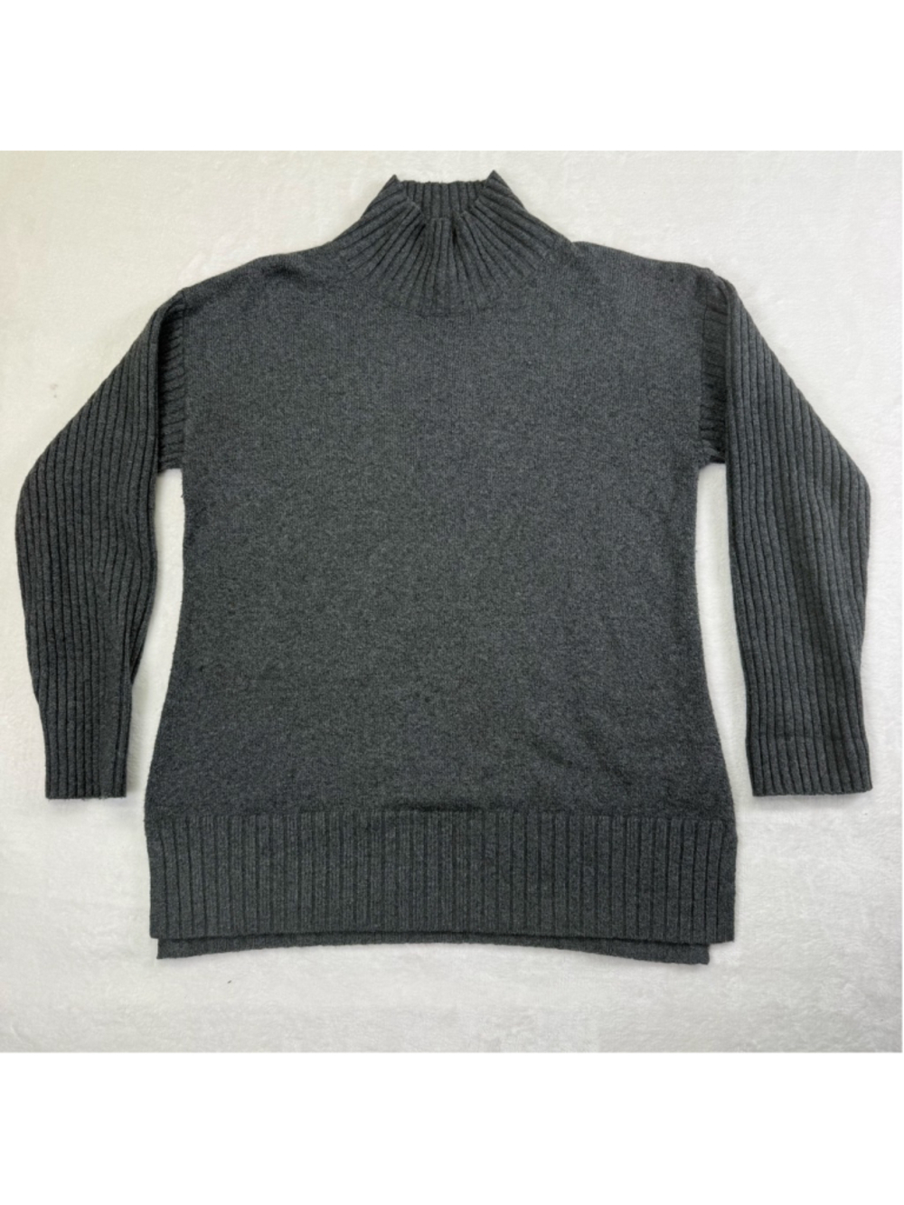 Women's L.L. Bean Gray Turtleneck Wool Cotton Blend Sweater Medium